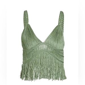 Jonathan Simkhai Green Fringe Tank Top
